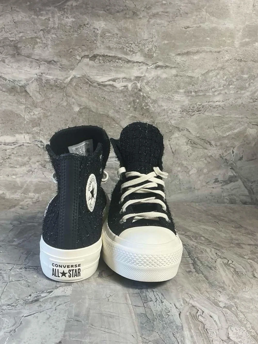 NEW Womens Converse Chuck Taylor All Star Lift Platform Tweed Shimmer Black